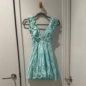 Chic Sleeveless Light Blue Mini Dress
